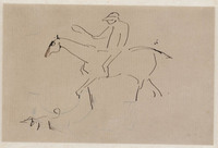 KT 2006 160
<br/>
Schets van een jockey te paard met hond (Le piqueur)
<br/>
<em>Toulouse-Lautrec, Henri de (1864 - 1901)</em>
